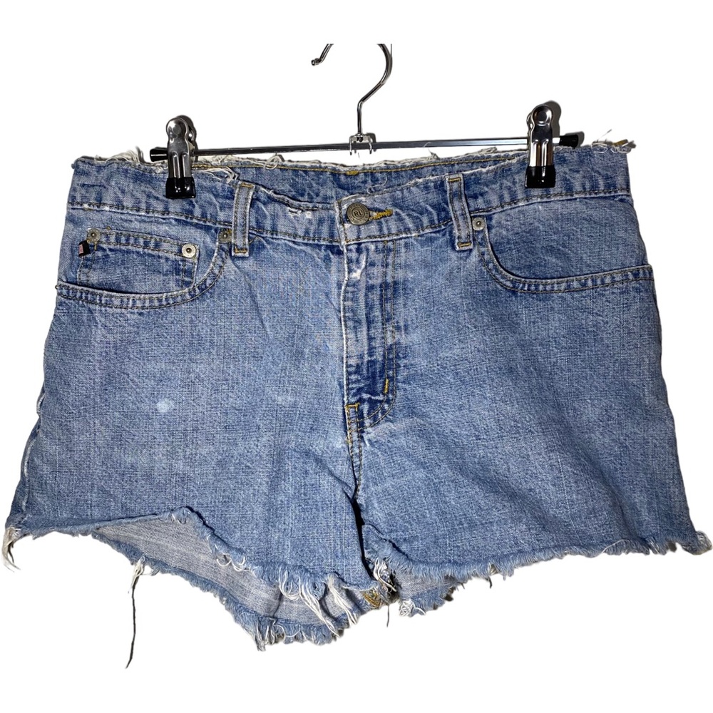 VINTAGE Polo Jeans Company Womens Size 8 Distressed Raw Hem Blue Jean Shorts